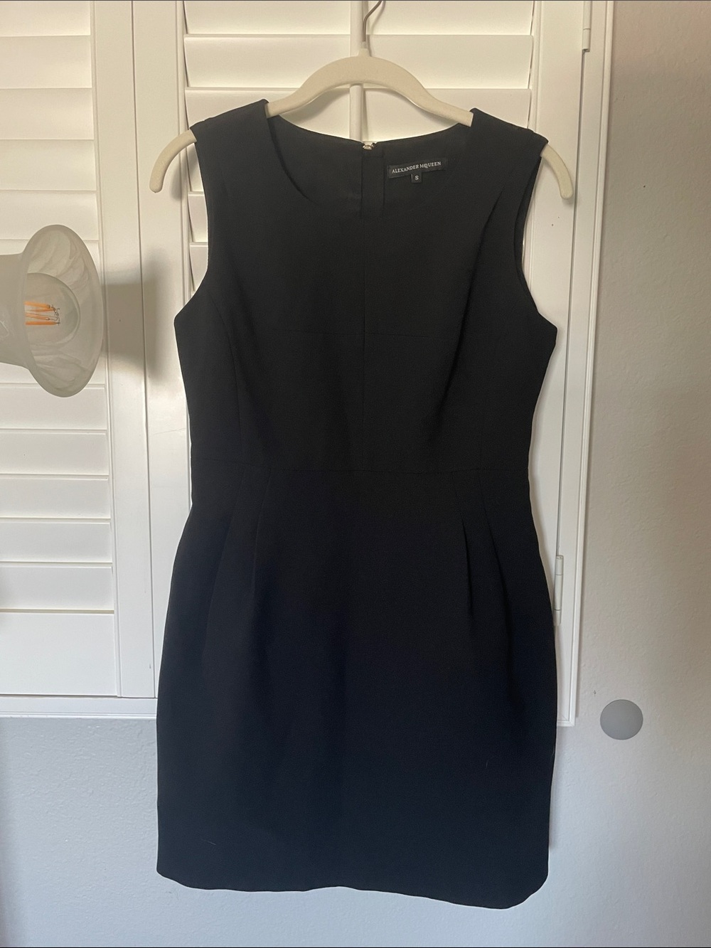 Alexander McQueen black sleeveless formal work dress with back zipper
